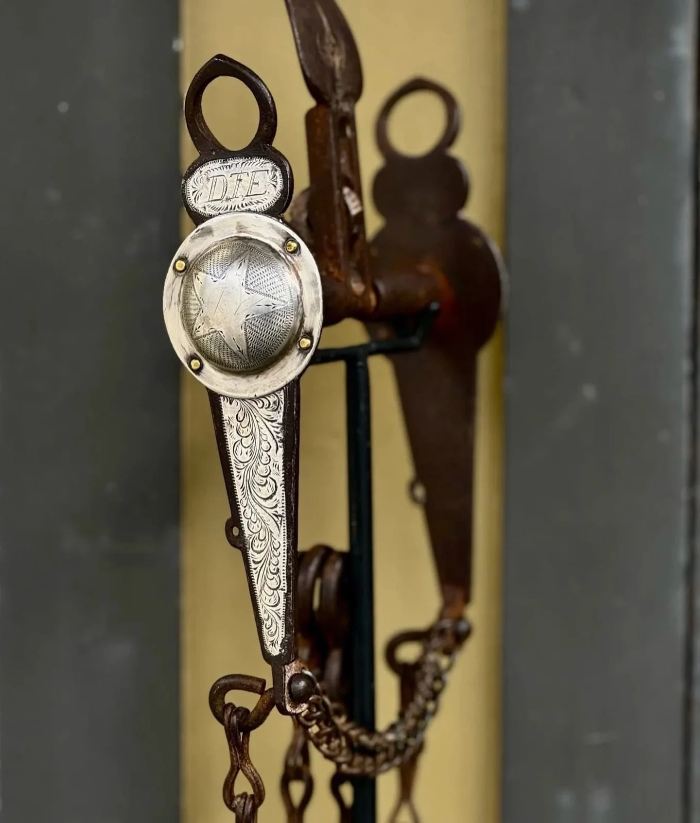 Las Cruces spade bit by J Tapia of Los Angeles, California 
Available for purchase here: https://theoldspanishtrading.com/bits/tapia-lascruces 

Presented for your consideration is this beautiful old antique California spade bit by J Tapia, beautiful