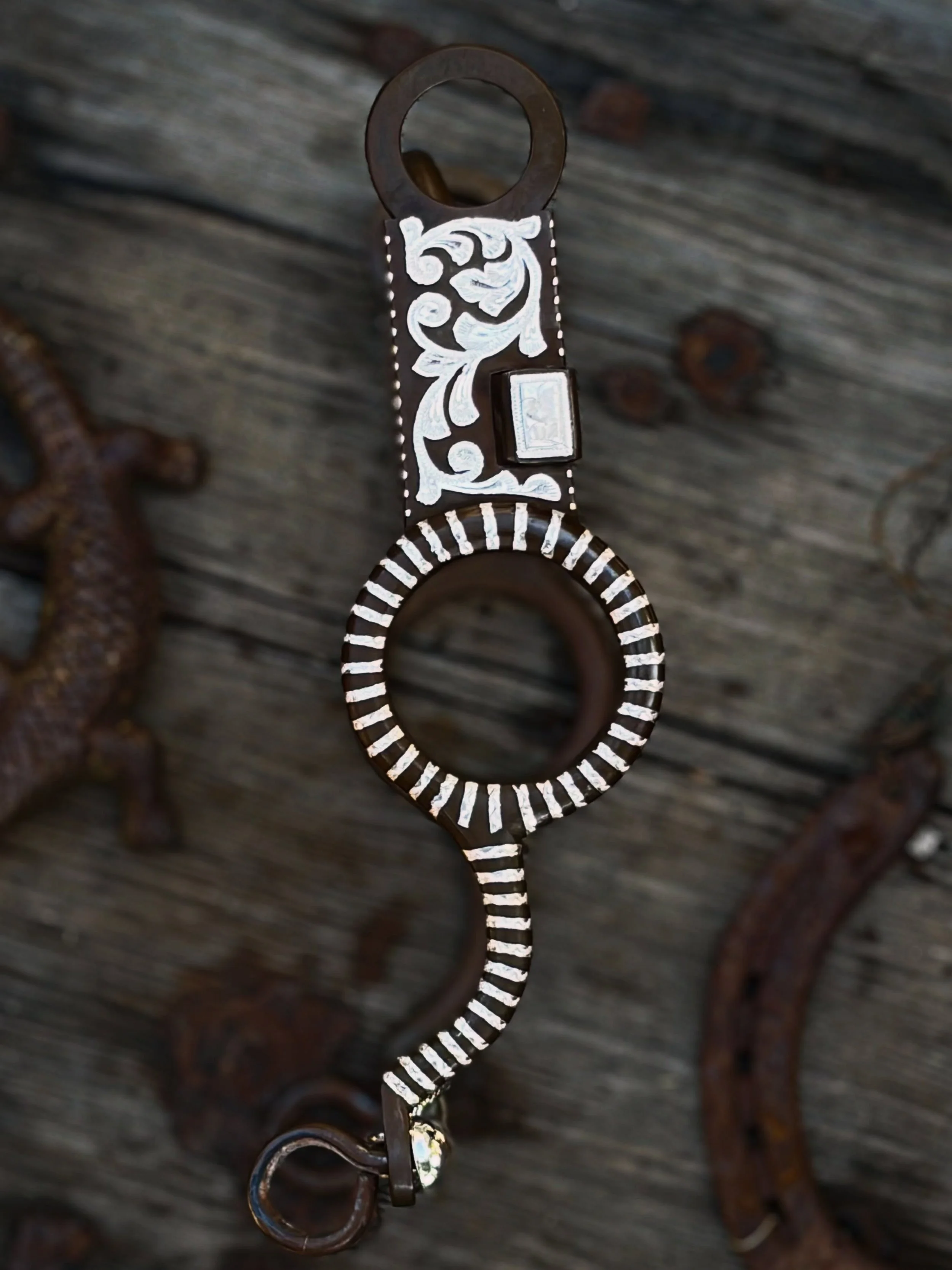 ✨ Sterling Silver inlaid cowhorse bit by The Old Spanish Trading Company ✨
Available for purchase here: https://theoldspanishtrading.com/bits/silver-inlaid-cowhorse-bit-by-the-old-spanish-trading-company 

Sterling silver inlaid bridle bit by The Old