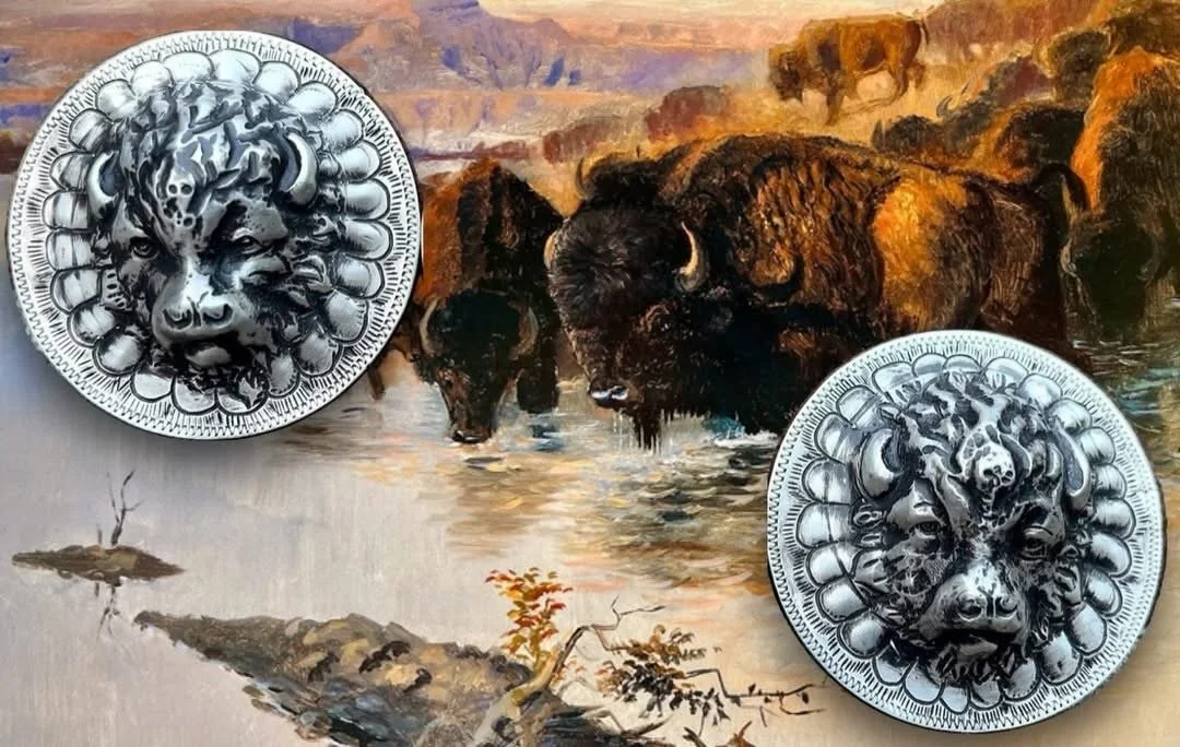 🦬Large sterling silver Buffalo head conchos 🦬 
Available for purchase here:  https://theoldspanishtrading.com/silver-buckles-and-conchos/czk03b1d86021evwi8iw4q9p8zvrrb

$385.00/pair
Absolutely stunning and one-of-a-kind extra large solid sterling s