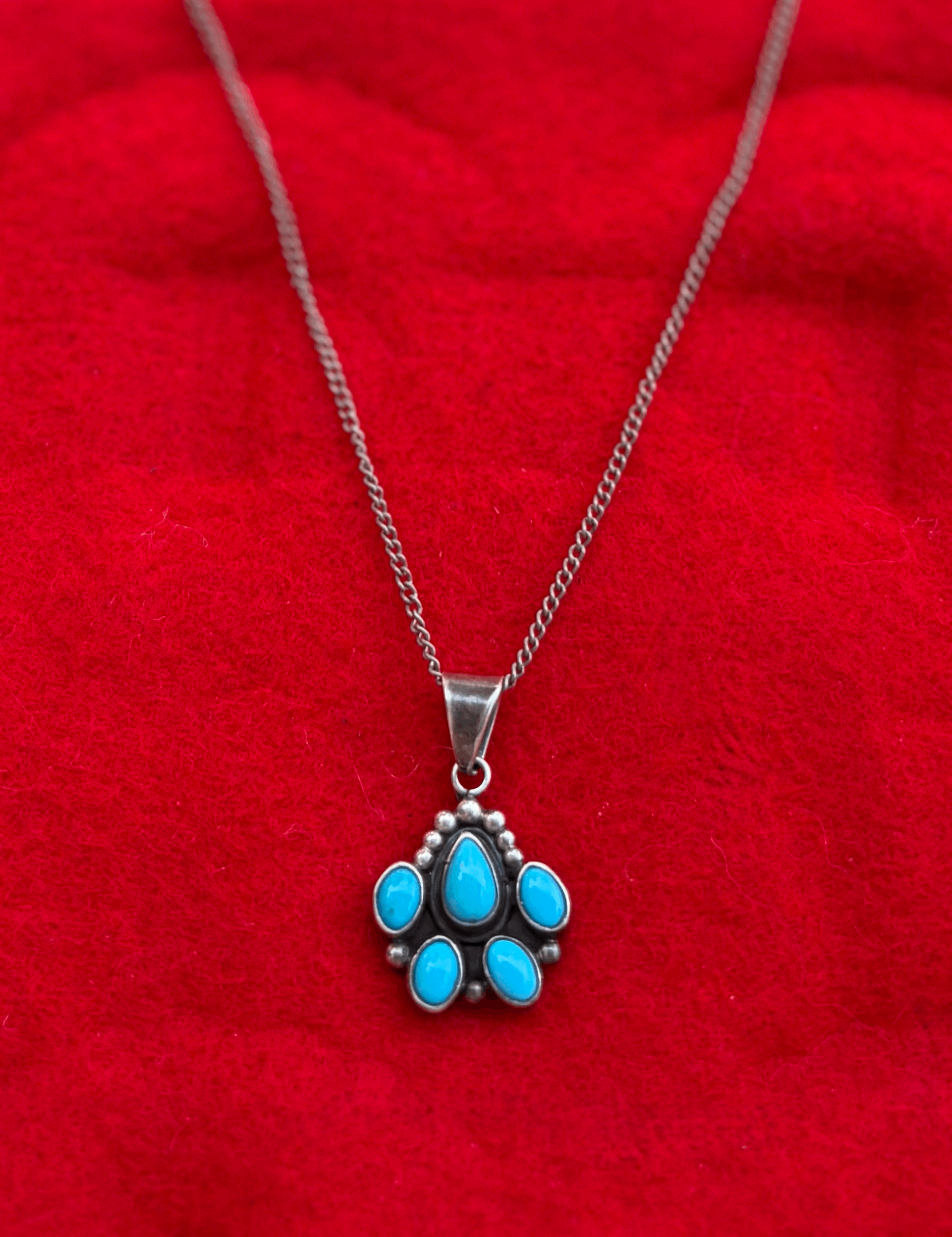 SIGNED Vintage Navajo sterling and turquoise pendant