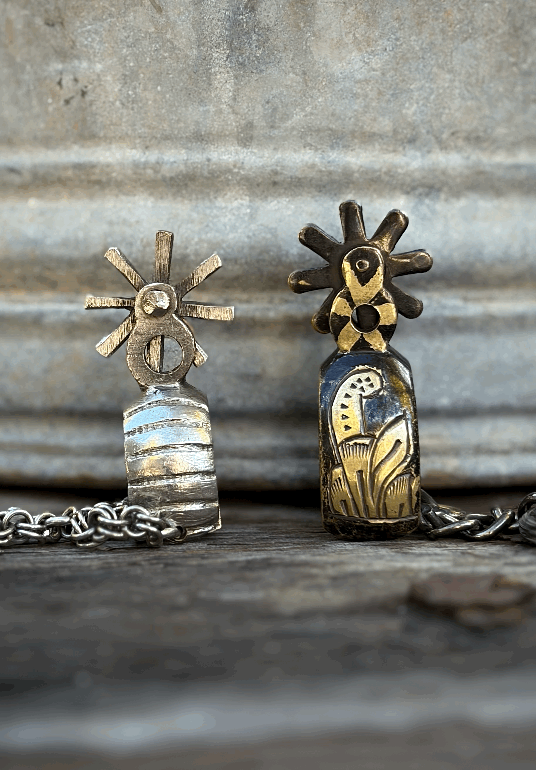Vintage Custom Made Sterling Silver Inlaid Spur Keychain