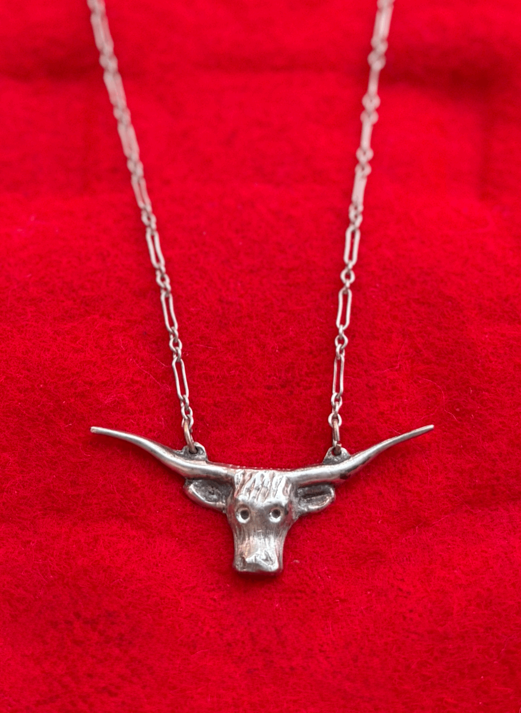 Antique Sterling silver longhorn necklace
