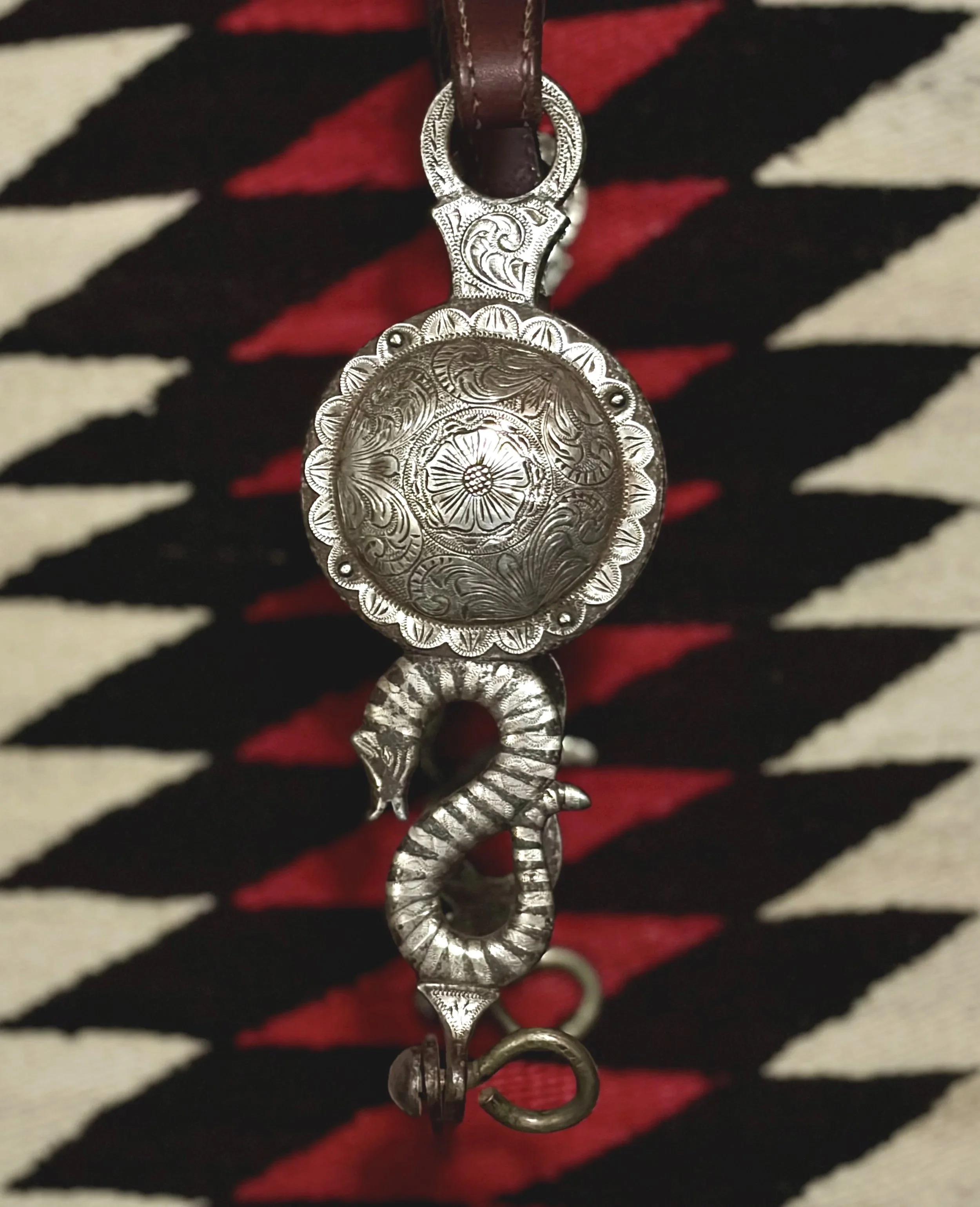 Exquisite Early 1950s LES GARCIA Snake and Large Concho bridle bit *MARKED*