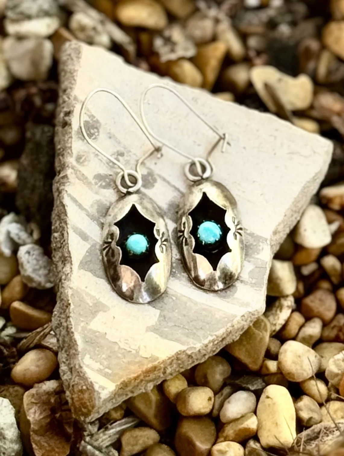 Vintage Navajo silver and turquoise earrings