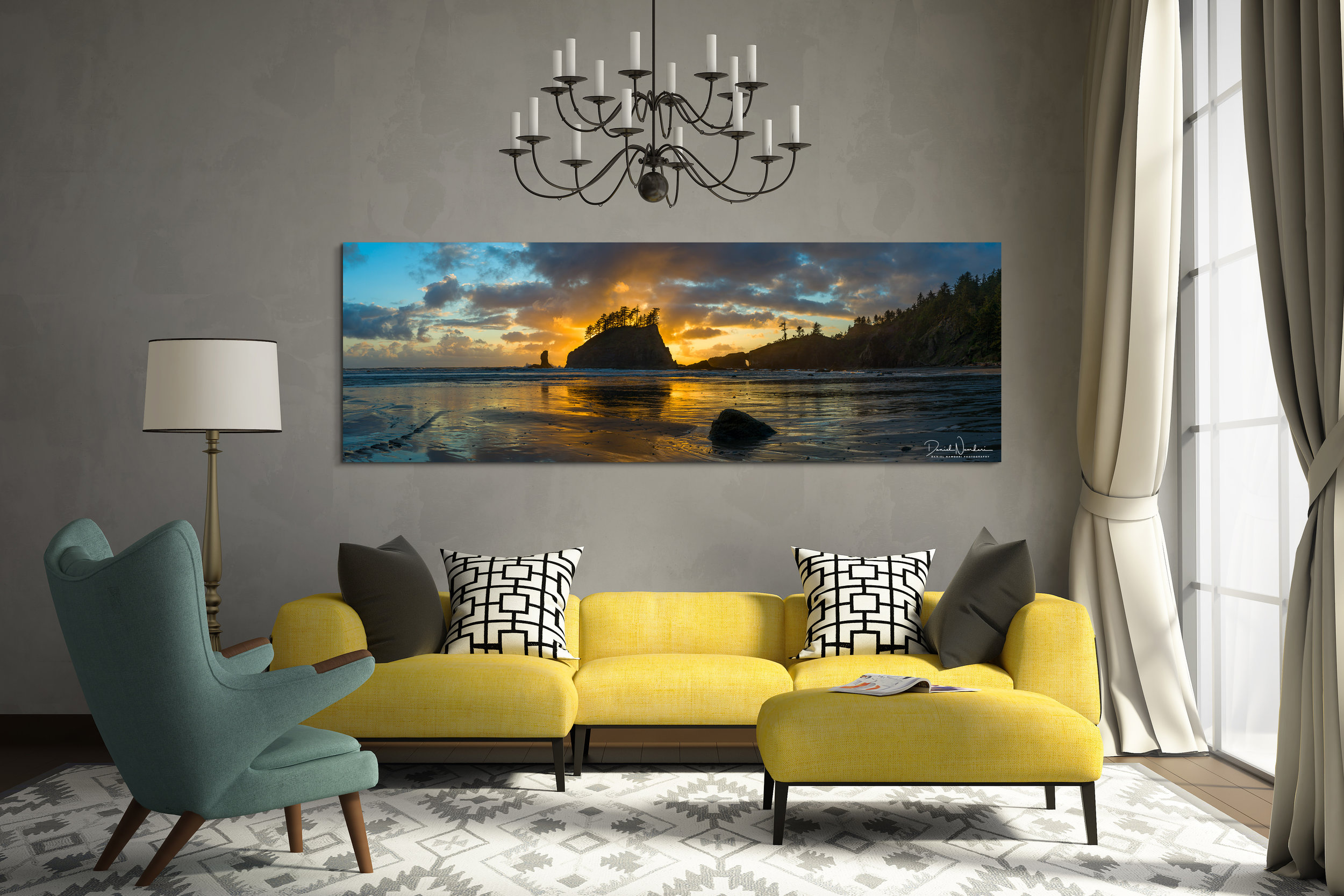 Romantic elegant living room with armchair