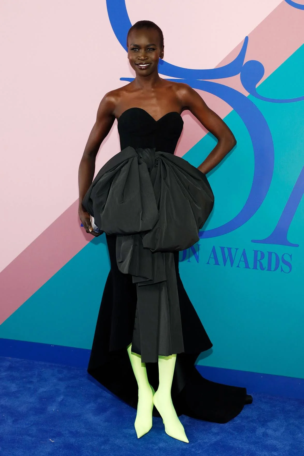 Alek Wek in Balenciaga.
