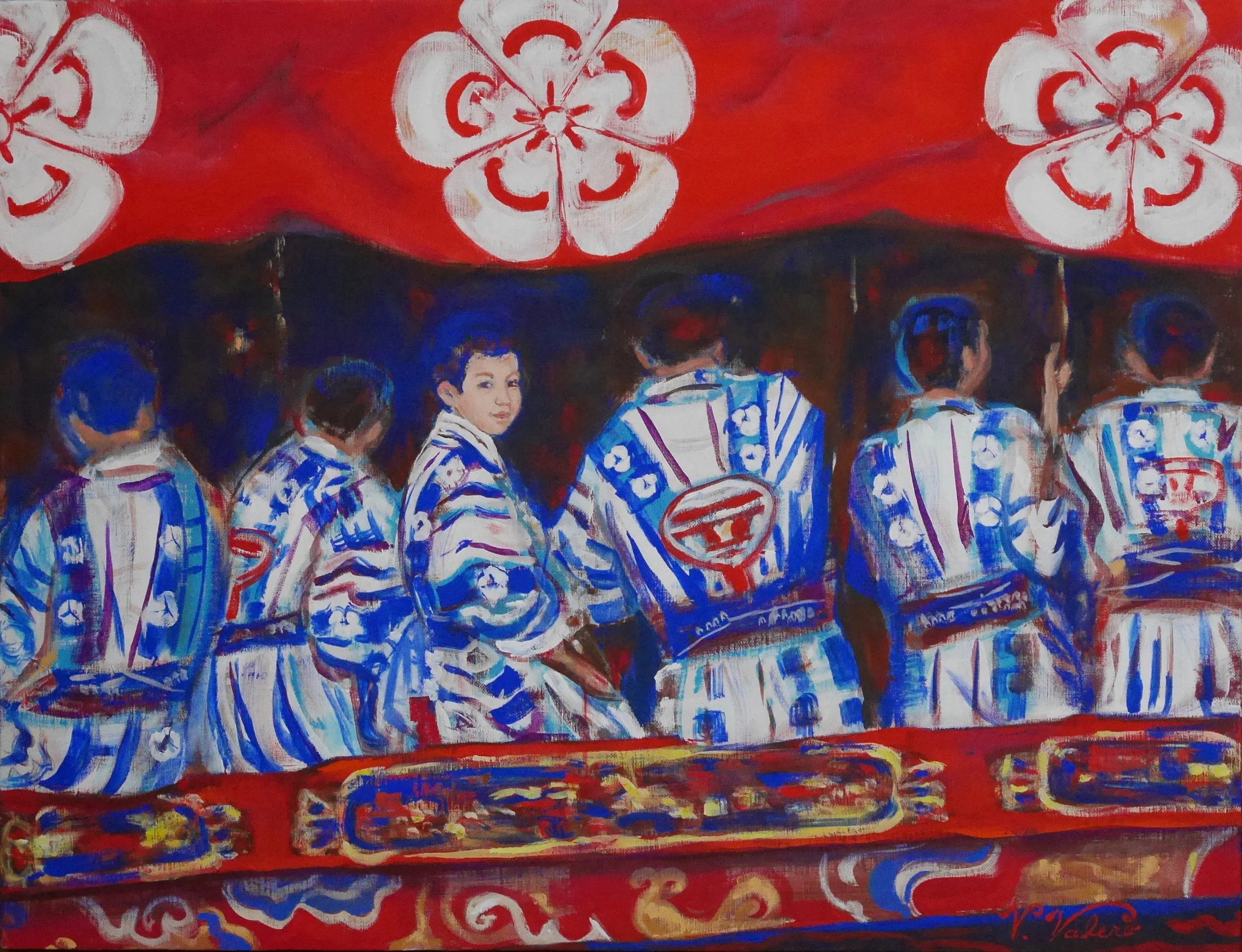 "Gion Festival" "Festival de Gion" 135,000 Yen 50 x 65cm (19.5 x 25.5") acrylic on canvas