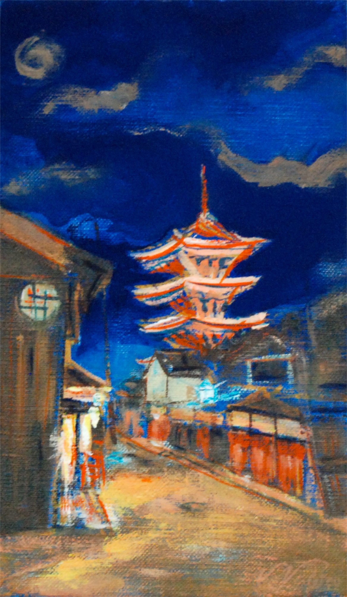 "Kyoto" SOLD 27.5 x 16 cm (11 x 6 ") acrylic on canvas