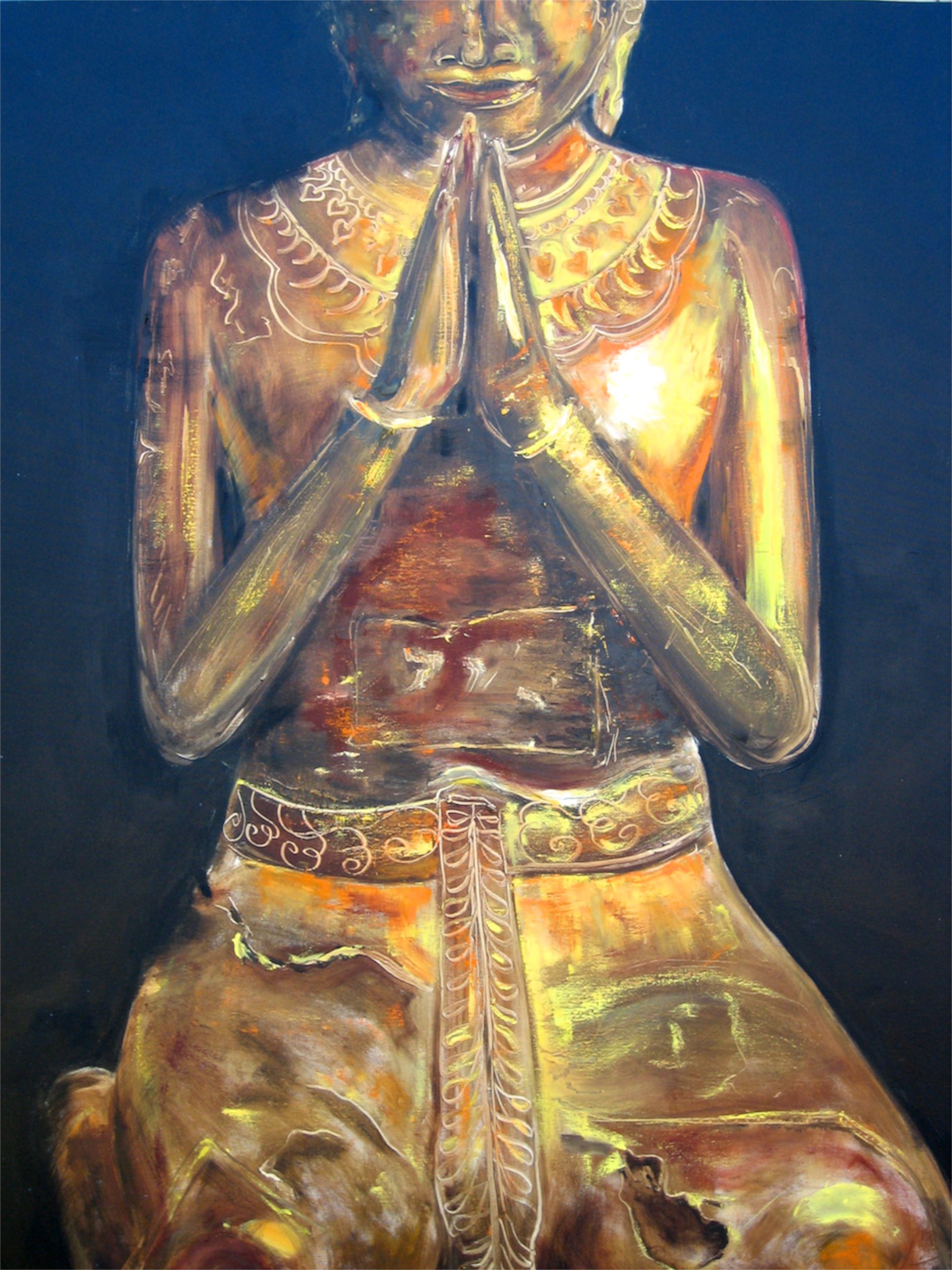 "Angkor Buddha I" “Buda de Angkor I” SOLD 122 x 91 cm (48 x 36 ") oil on canvas