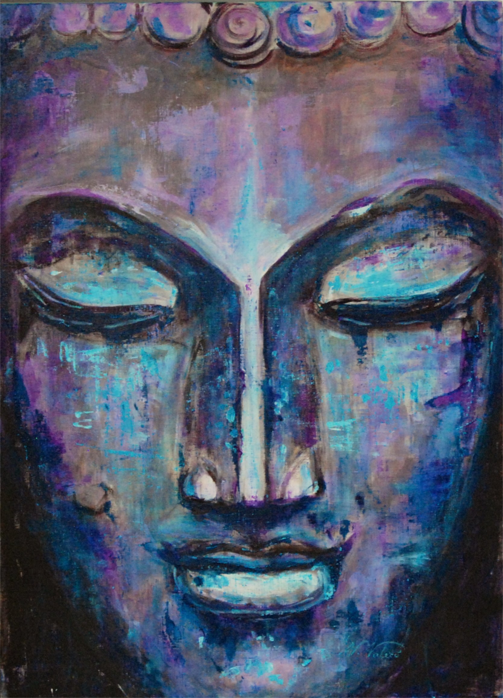 "Buddha in Blue" “Buda en Azul” SOLD 73 x 53 cm (28.5 x 21 ") acrylic on canvas