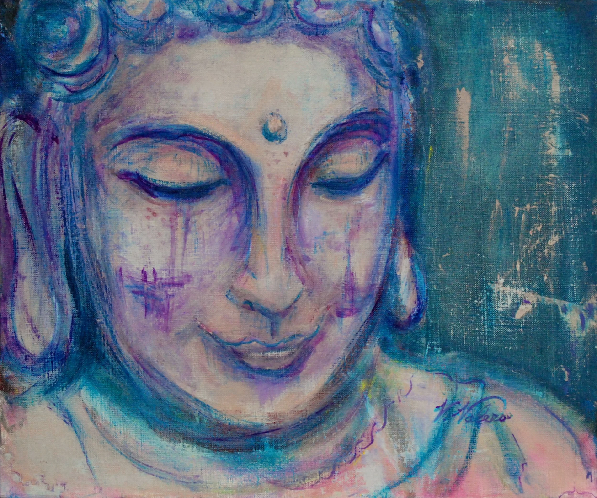 "Sweet Buddha" “Buda Dulce” 80,000 Yen 38 x 45,5 cm (15 x 18") acrylic on canvas