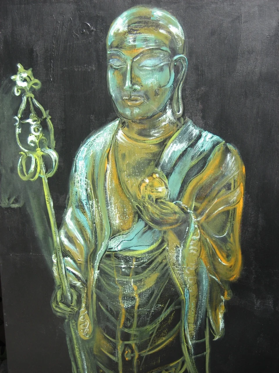 "Verdigris Buddha" “Buda Verdigris” 205,000 Yen 102 x 76 cm (40 x 30 ") oil on canvas