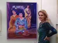 at the Meguro Museum Art Exhibit with my "Tea Ceremony II" Tokyo December 2014