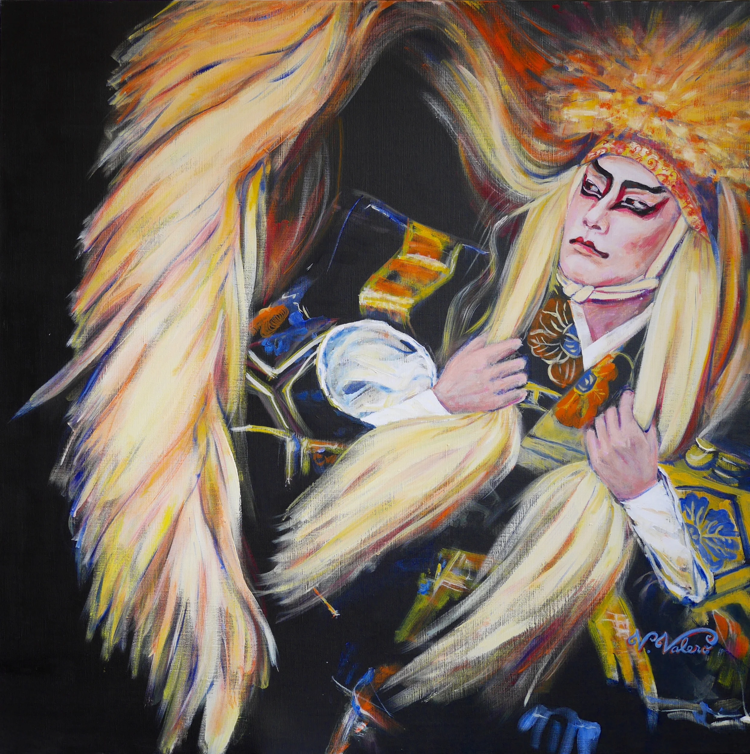 "White Lion Dance" "Danza del León Blanco" 350,000 yen 91 x 91 cm (36 x 36') acrylic on canvas