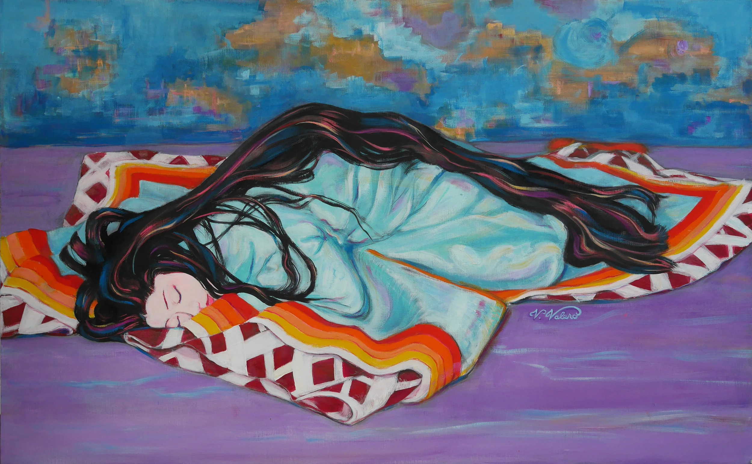 "Tangled Love" "Enredos de Amor" SOLD &3 x 117 cm (29 x 46") acrylic on canvas