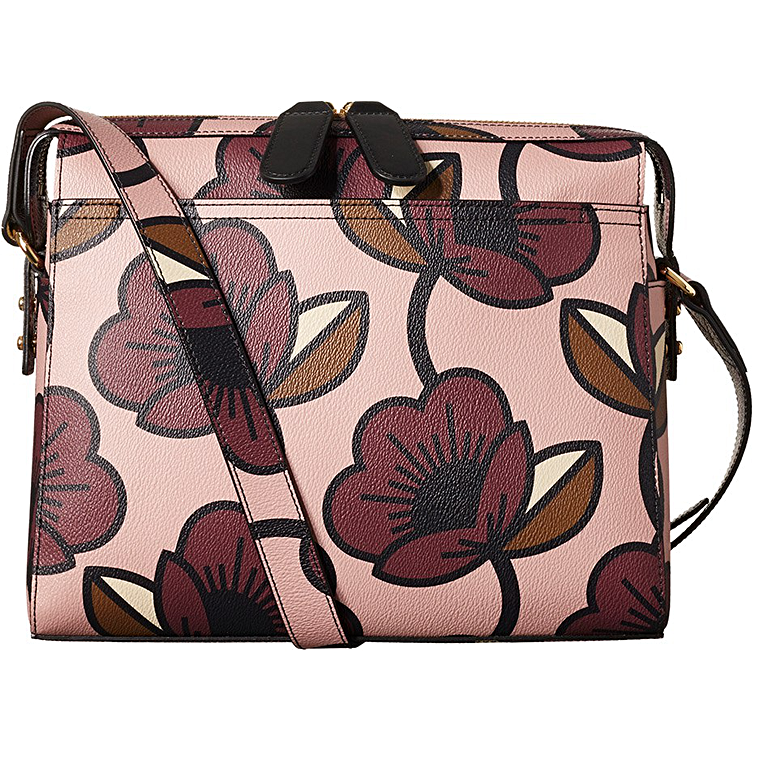 Passion Flower Textured Vinyl Large Iris Bag in Aubergine