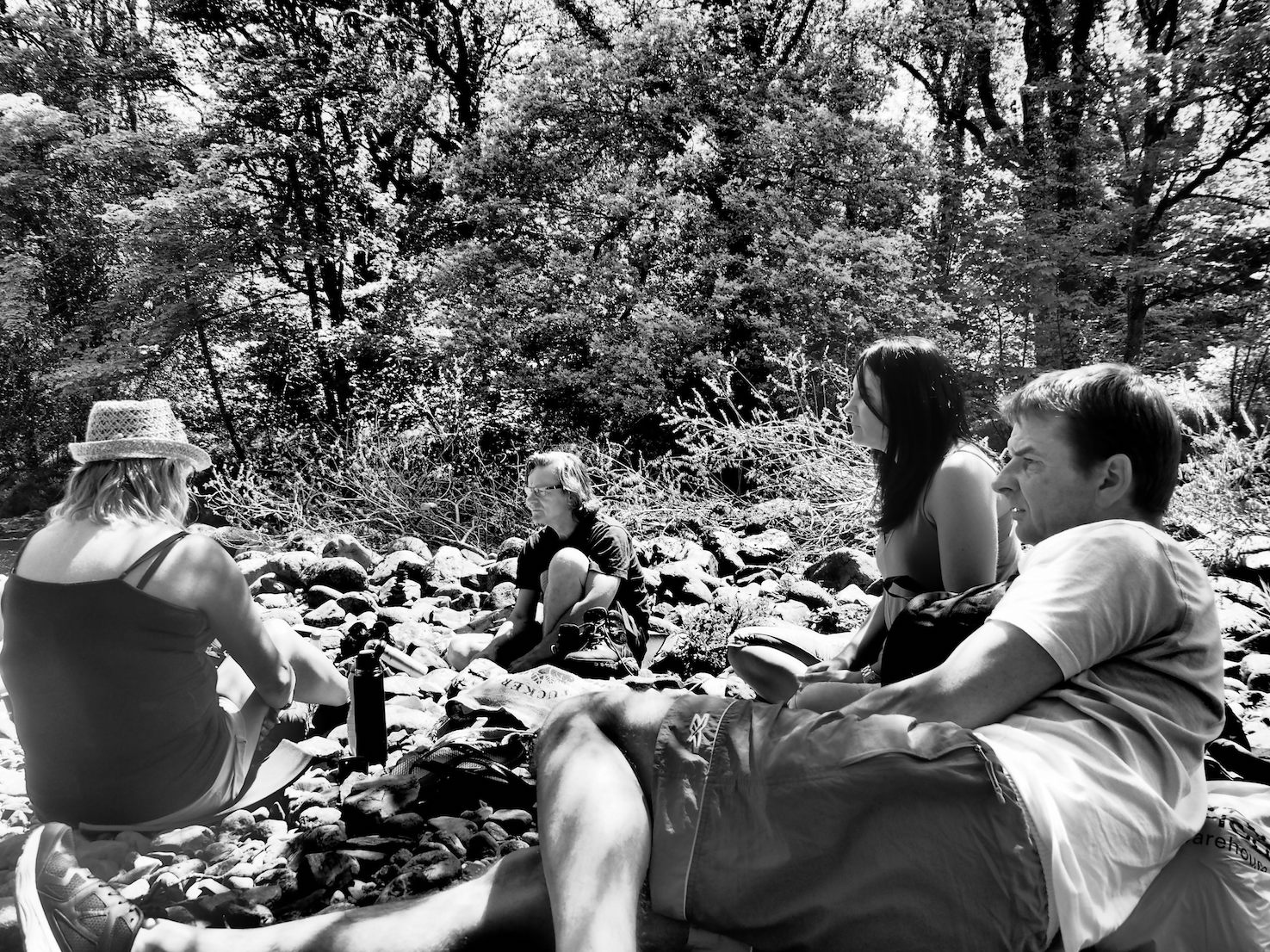  Sun and dappled shade by the river  Melissa, Alex, Emma and Steve 