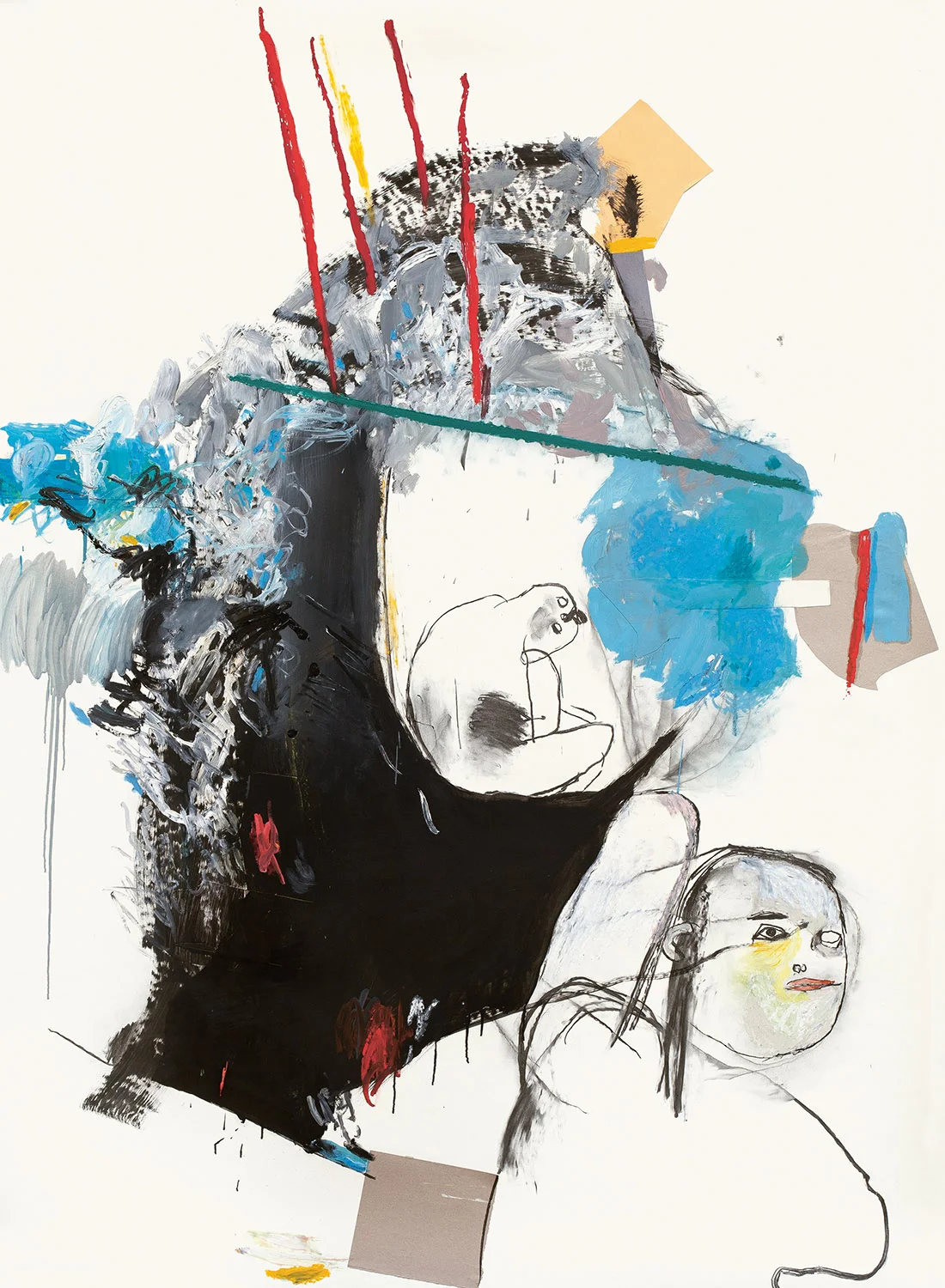 wavecave, 2013 _ oil, charcoal on paper, 200x150 cm