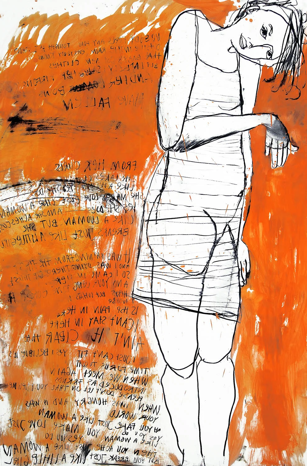 just like a woman, 2009 _ oil, charcoal on paper, 200x133 cm