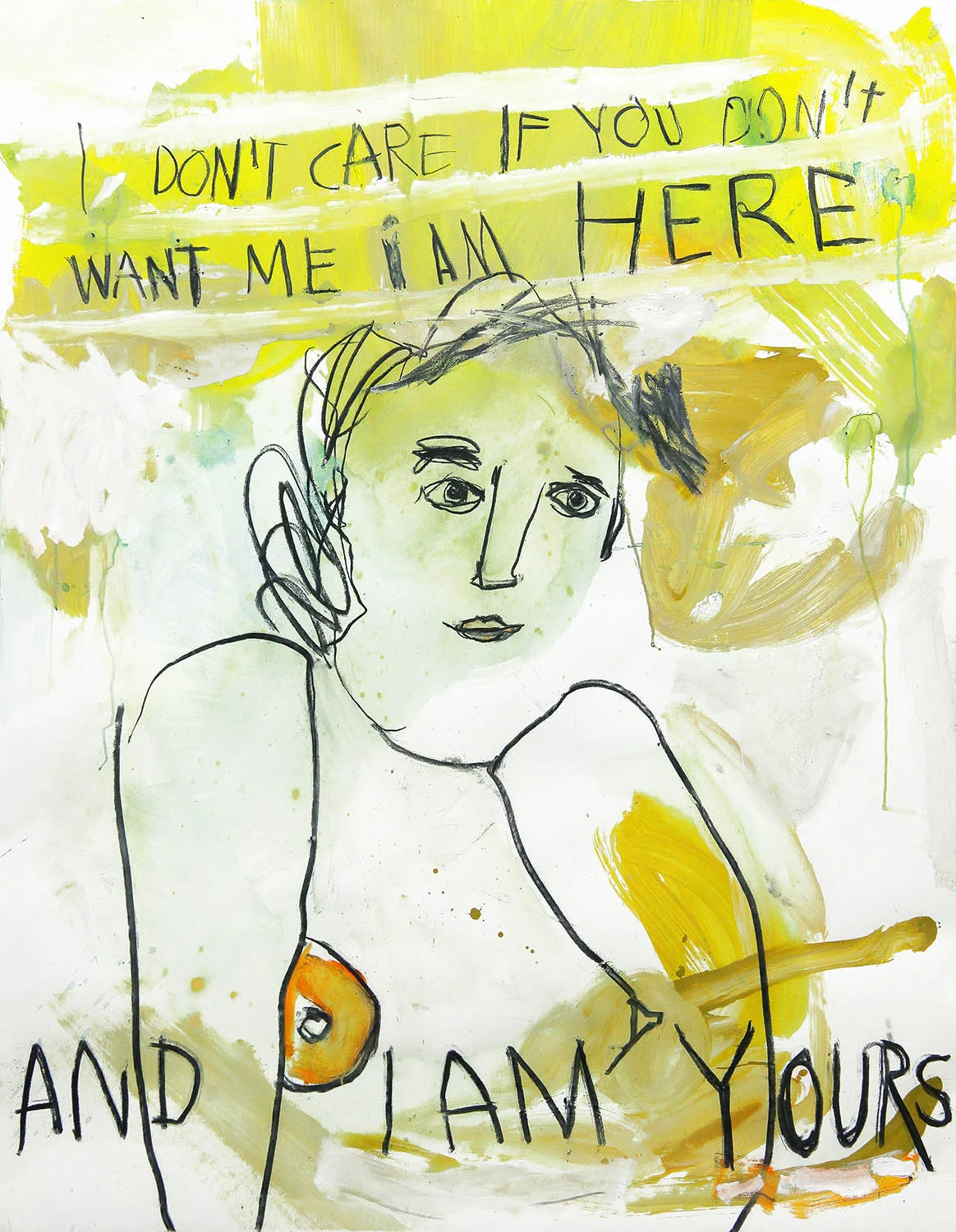 Yours, 2009 _ oil, charcoal on paper, 200x120 cm