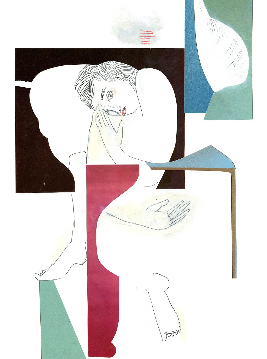 untitled (Boxes), 2020 _ pencil, collage on paper, 40x30cm