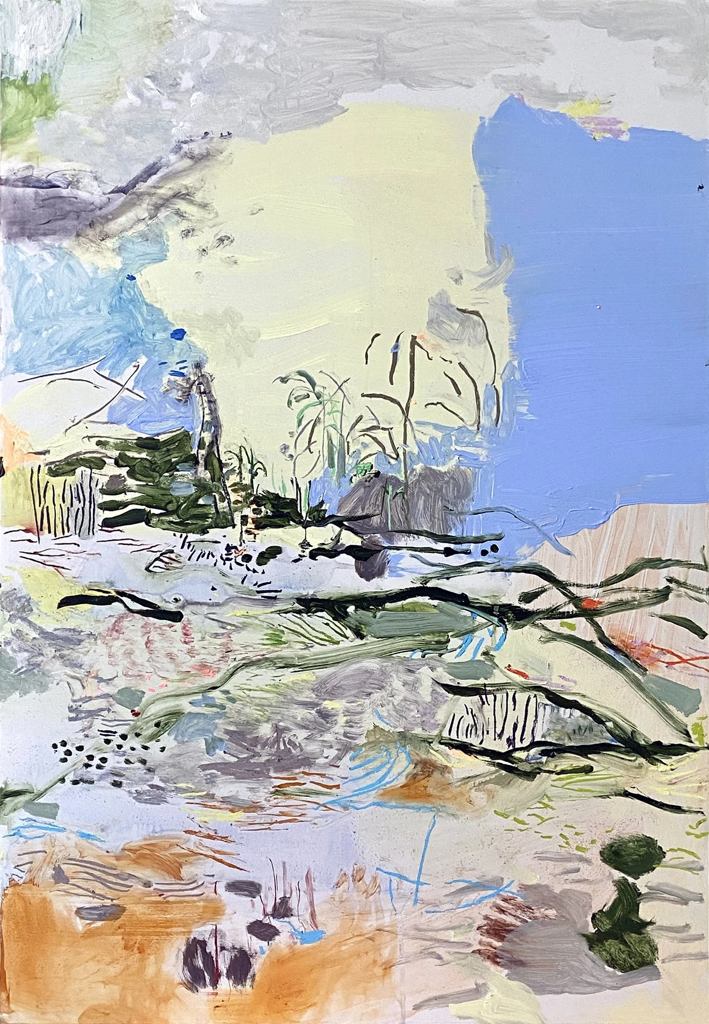 solarpunk 03, 2026 _ oil, acrylic, pastel on Gesso Board, 100 × 70 × 5 cm
