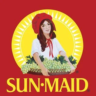 The Sun-Maid Raisins logo as it has appeared since 1970.