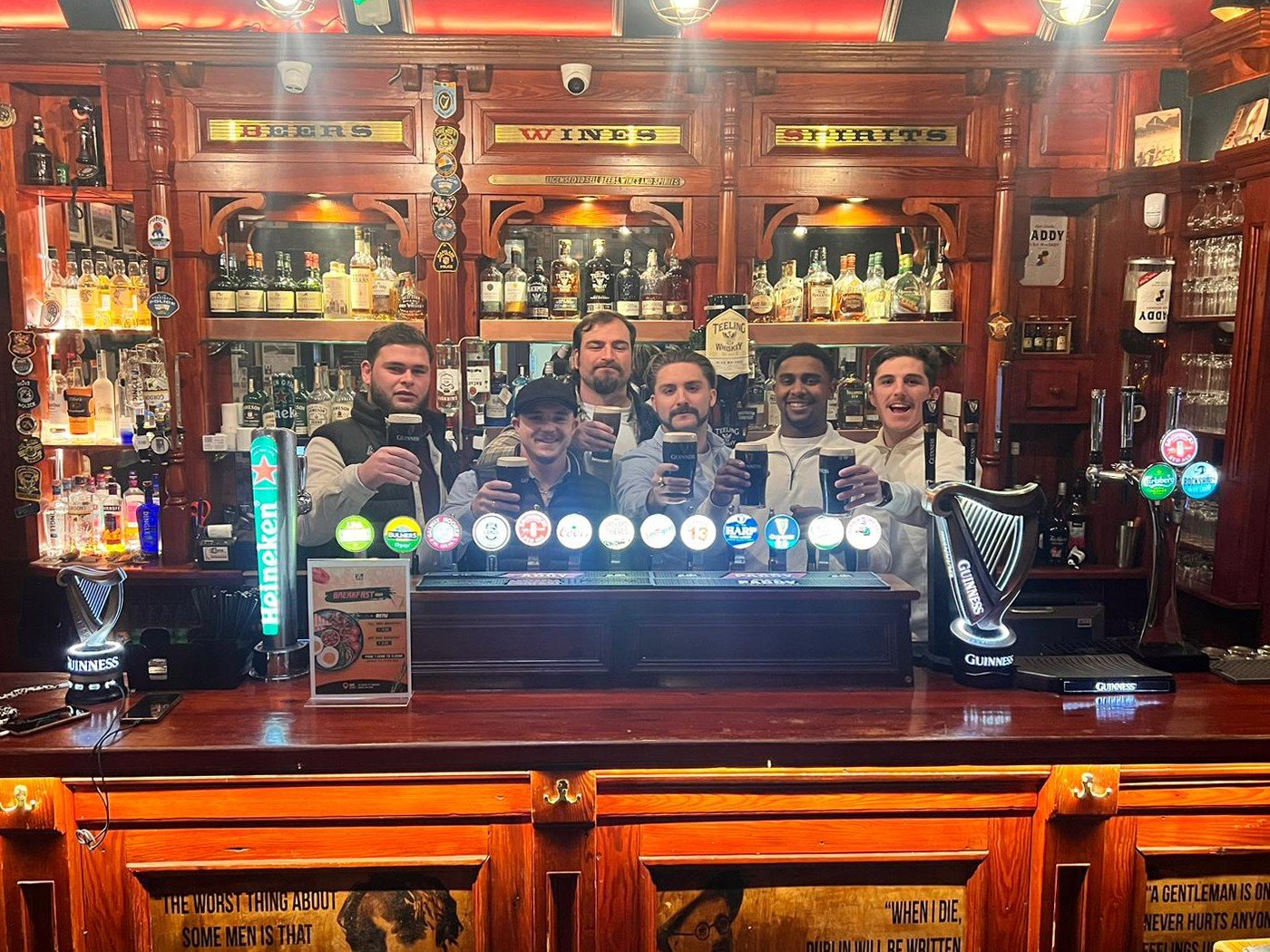 Behind the bar and in on the action! These lads aren't just enjoying a pint; they're pouring their own at Molloy's and earning bragging rights along with a certificate to prove it! Whether you&rsquo;re a local or just visiting, we invite you to step 