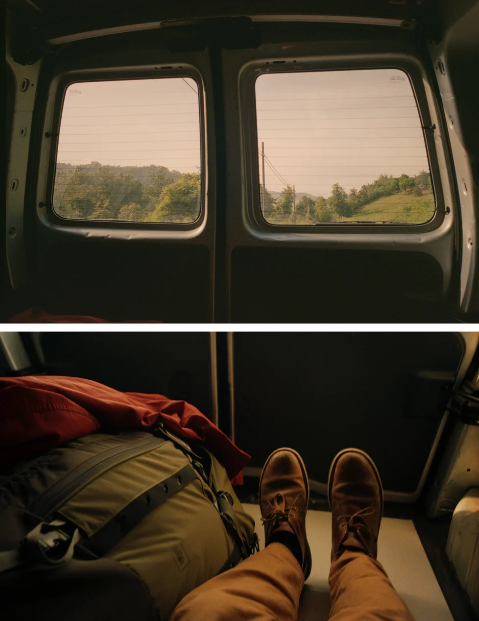 John’s turn to be in the back of the van. He was always taking pictures of his feet at this time in fact he once put out a zine and hid it in the libarary. It was called “ When I have nothing to photograph I take pictures of my feet”.