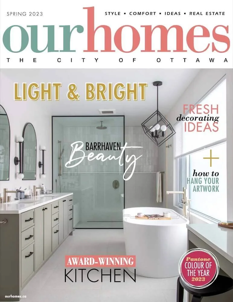 Our Homes Ottawa magazine cover featuring spacious bathroom design by Marina Medina