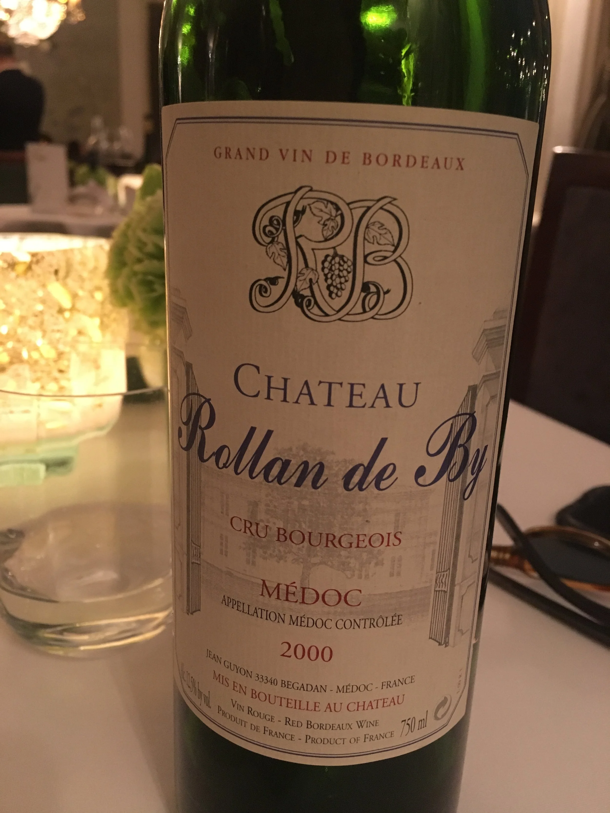 Rollan de By Médoc 2000, smooth as silk (though the sommelier warned us that not every Rollan de By is this good)
