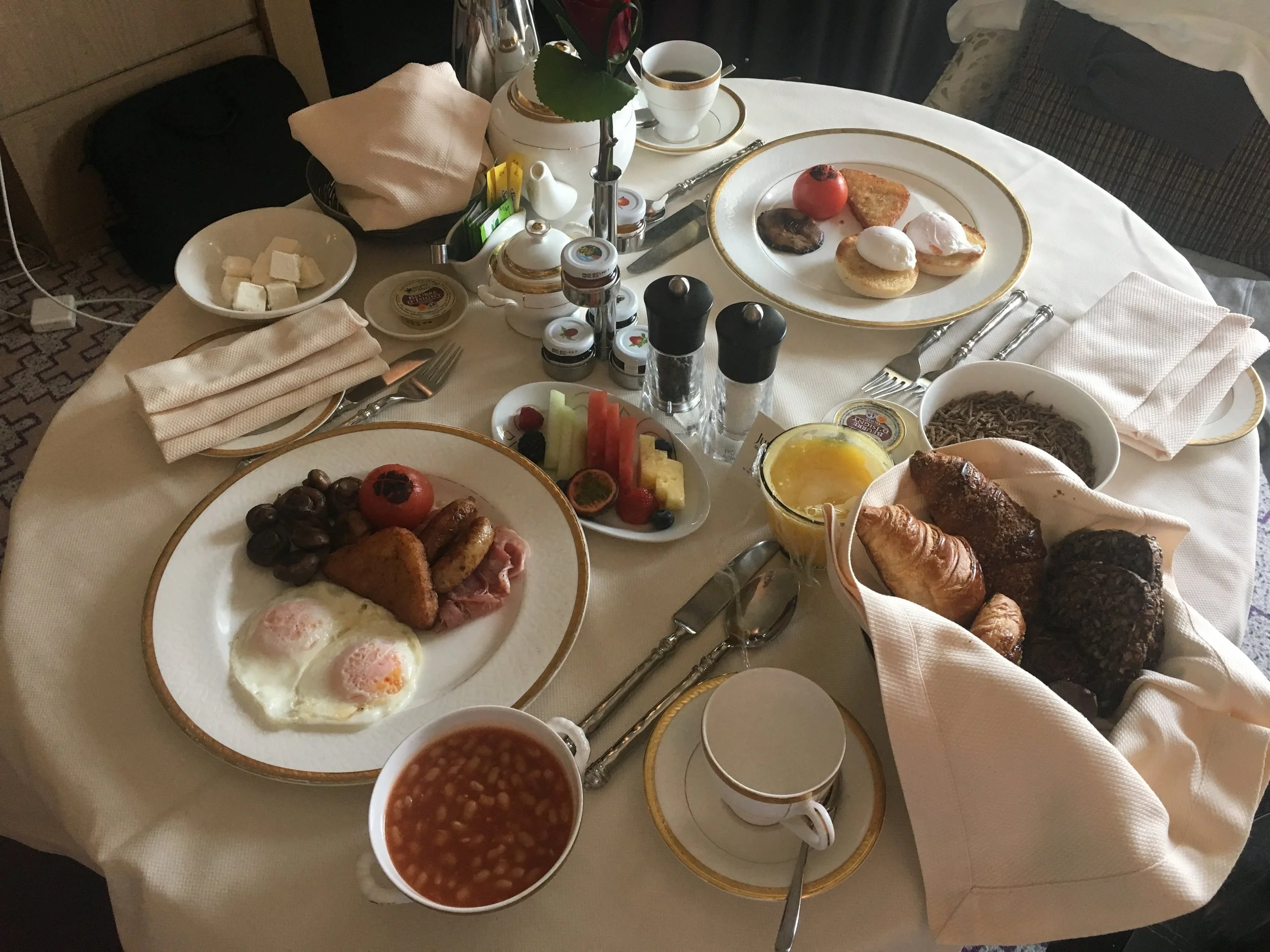 For the in-room breakfast they roll in a separate table