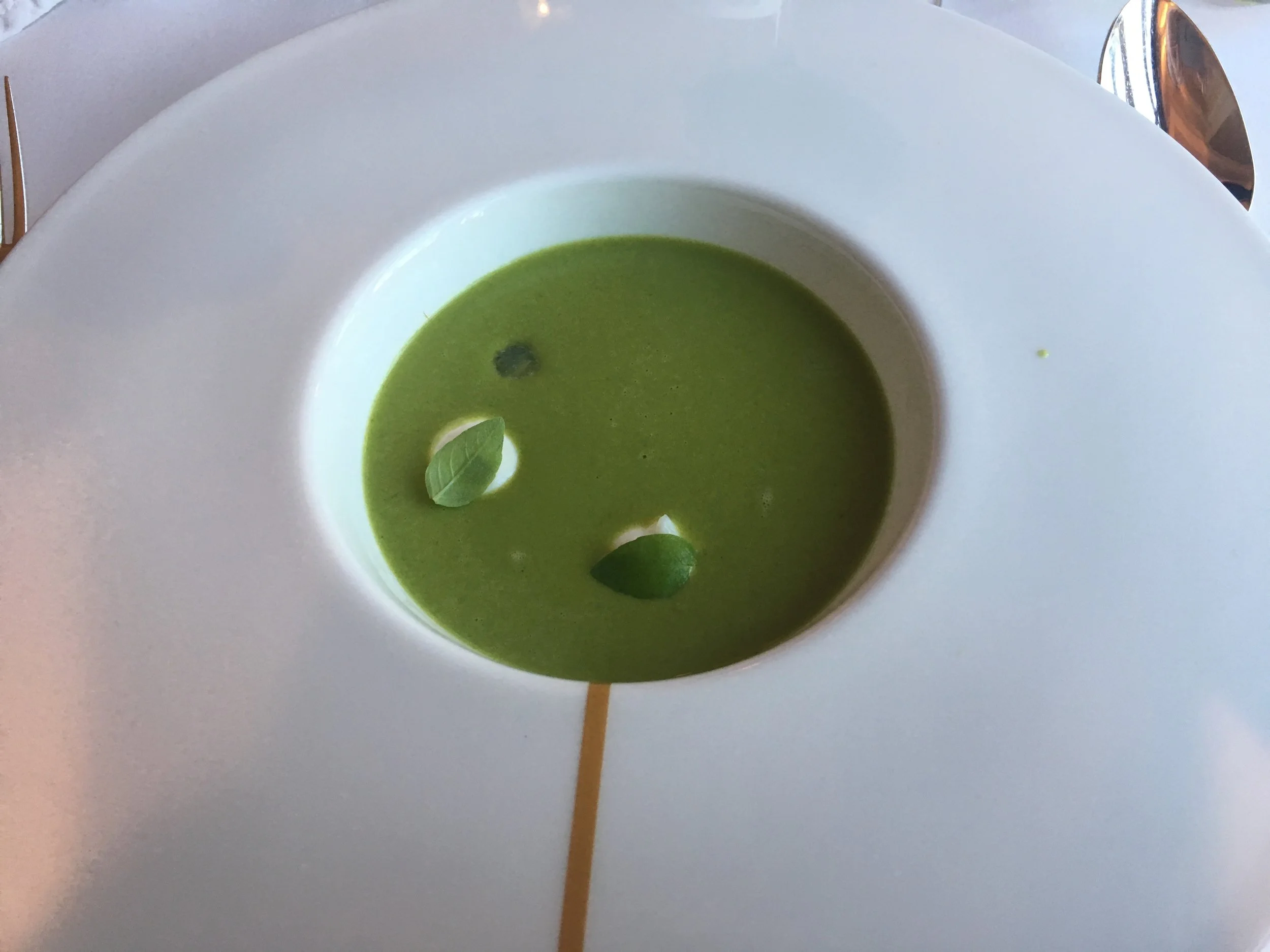 I loved this: as they poured the soup, it was like summertime where all the leaves were growning on the tree!