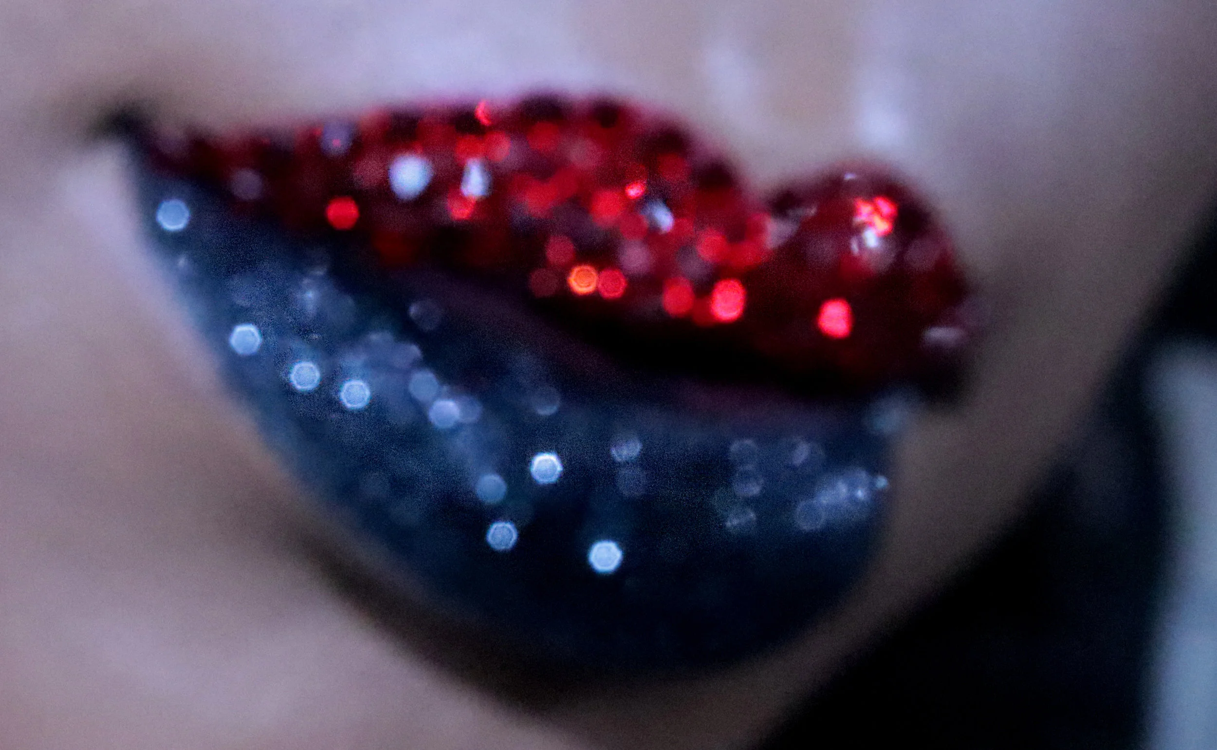 January Birthstone Garnet Lip Art (Red Swarovski Crystals and Black Glitter) 