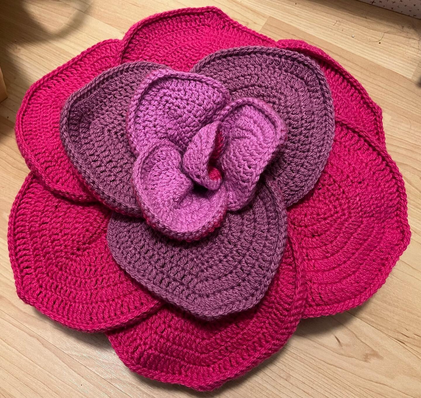 Crocheted a rose pillow. Not sure what happens between the pattern and end result but I&rsquo;m always feeling it could be better. But still, this is fine.