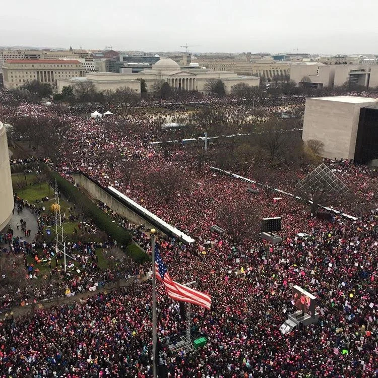 Aerial view: Women’s March on Washington, Jan. 21, 2017. Photo Credit: Kerry Fleming