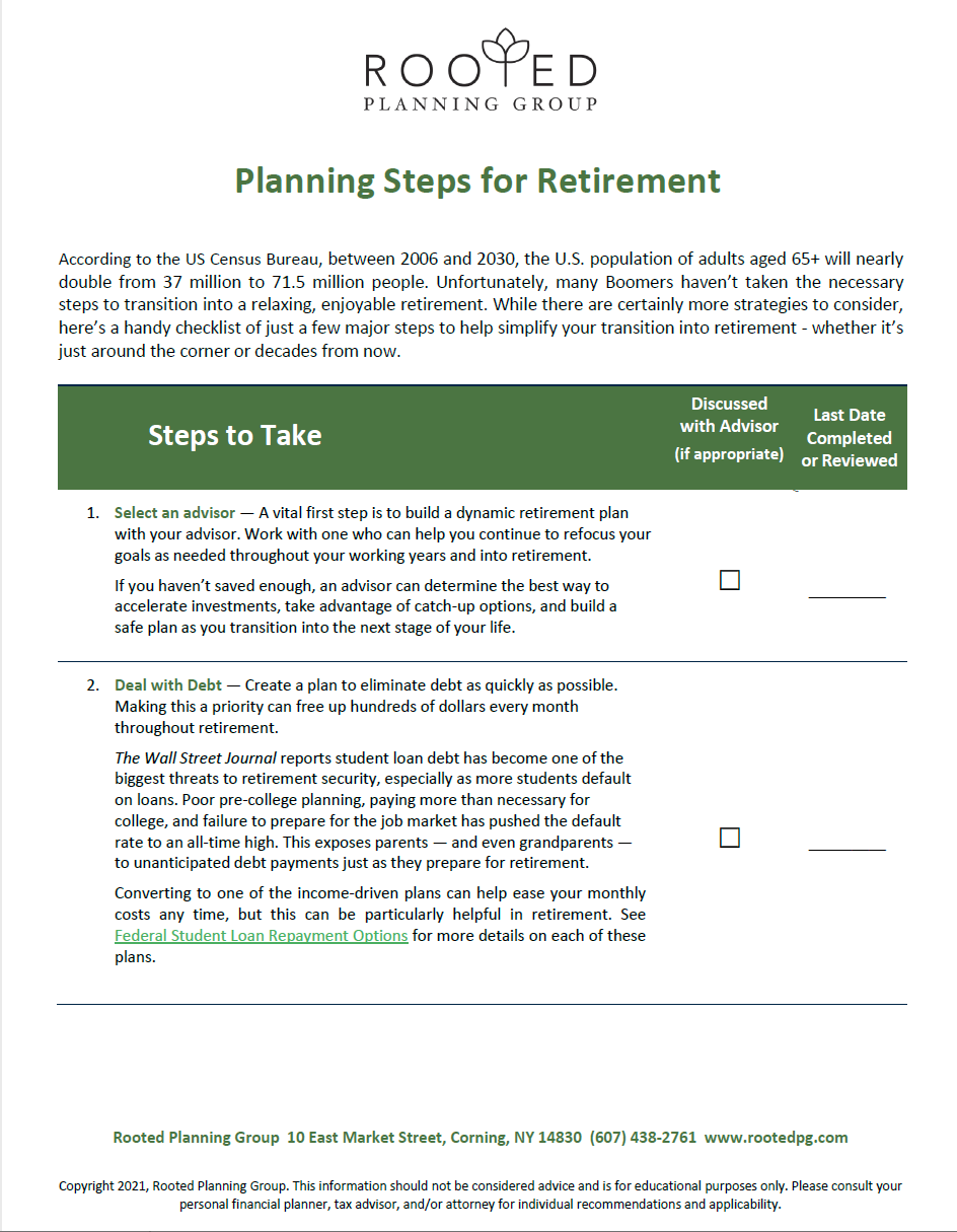 Planning Steps for Retirement