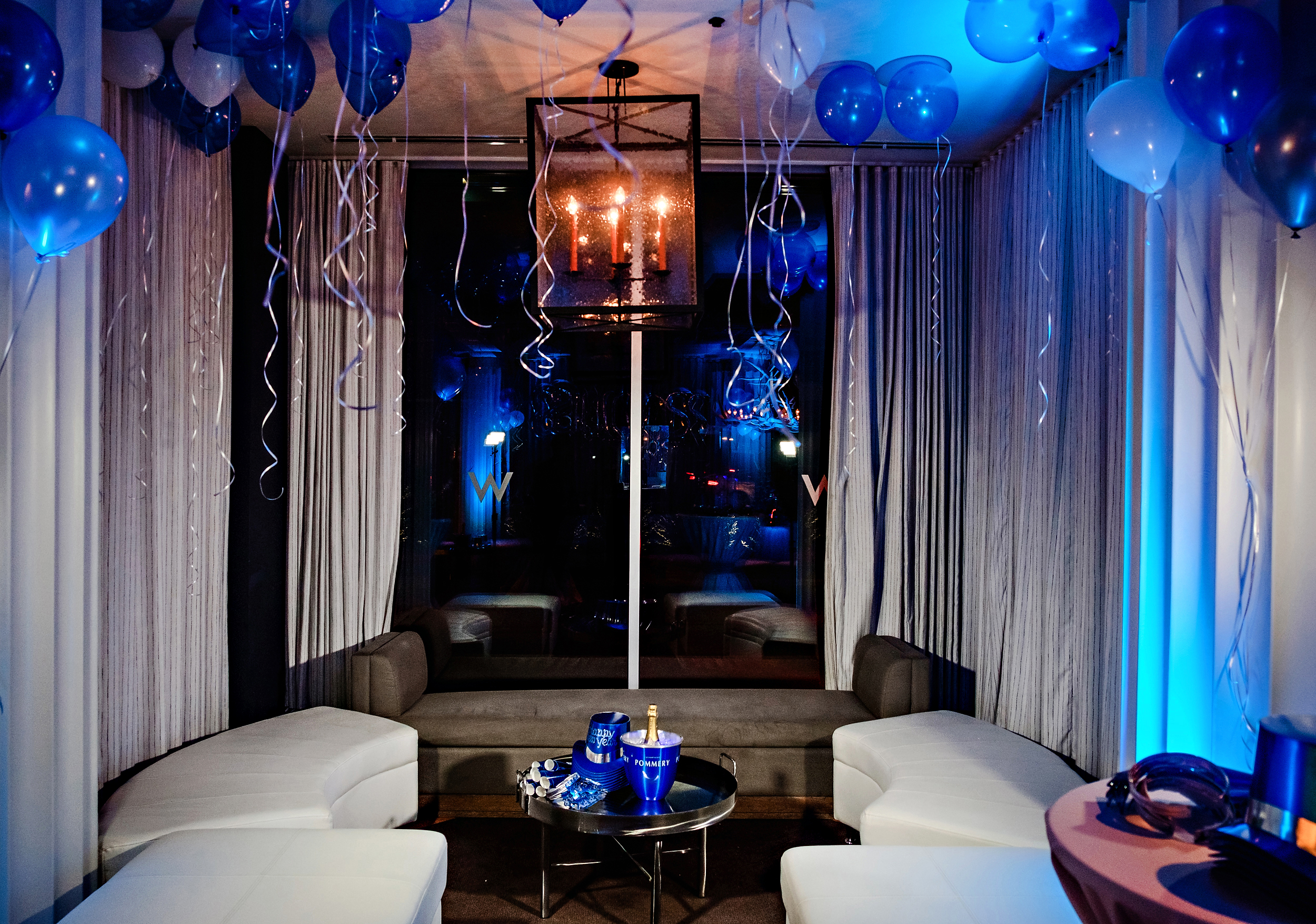 New Year's Eve Party Decor at the W Atlanta Hotel featured by top US Atlanta event photographer, Chelsea Patricia Photo