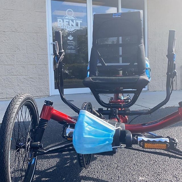 Keep your recumbent healthy. Schedule a tuneup today. Bike mask not required. #hpvelotechnik #recumbenttrike #bentrevolution