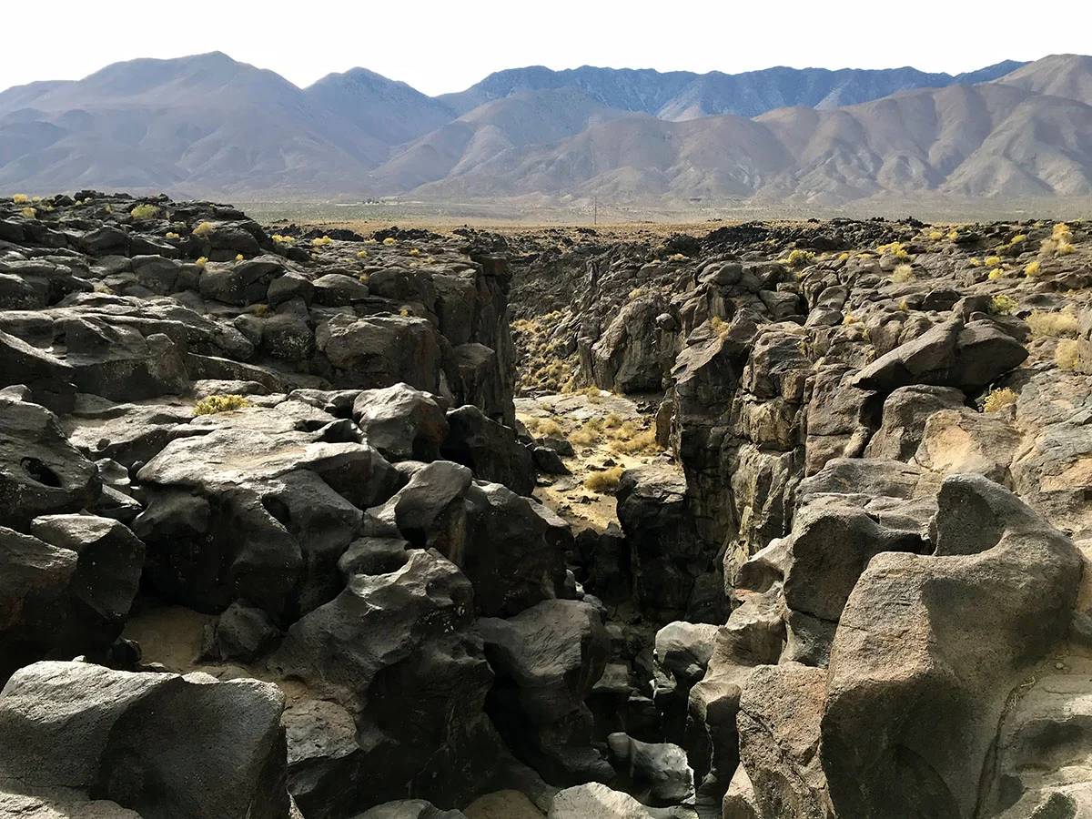 Fossil Falls features the remnants of flowing lava