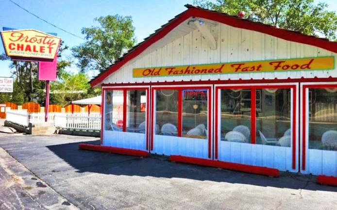 The Frosty Chalet is a classic roadside eatery featuring burgers, cones, and shakes.