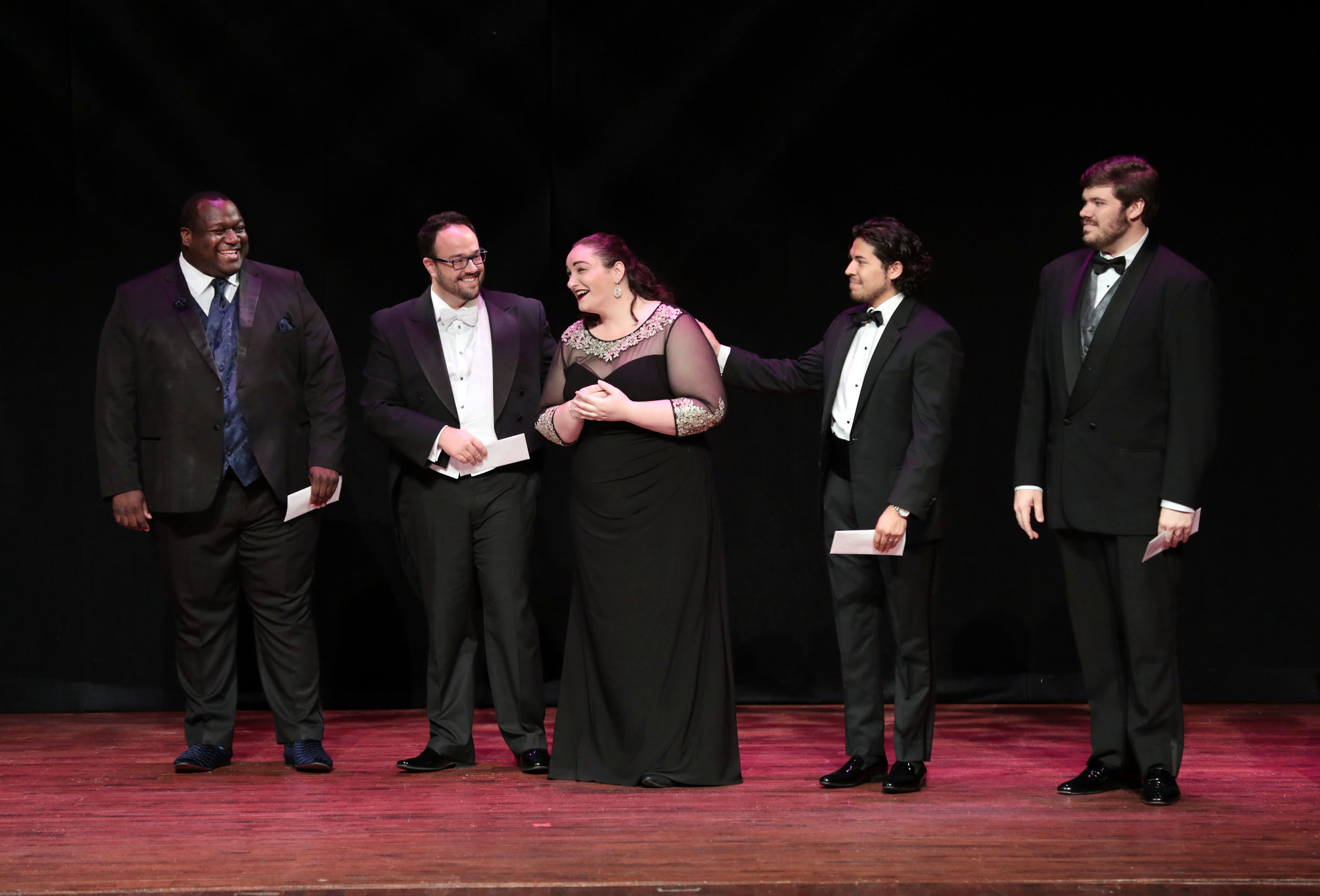 The award ceremony featuring the finalists of the Cooper-Bing Vocal Competition: Reginald Smith Jr. (baritone), Derrek Stark (tenor), Lindsay Kate Brown (mezzo soprano), Ethan Vincent (baritone), and Jesse Donner (tenor) 