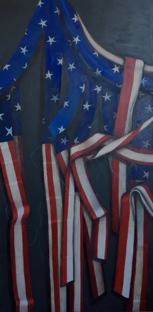 “Ripped and Frayed”, oil/canvas, 60” x 30”, 2018