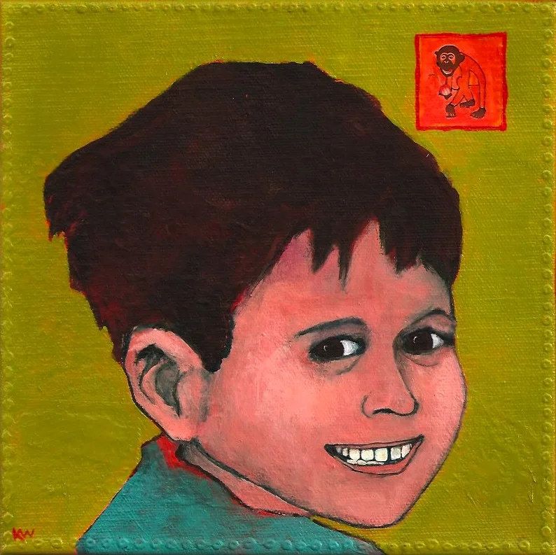 Acrylic, mixed media on canvas, 8"x8" commissioned work