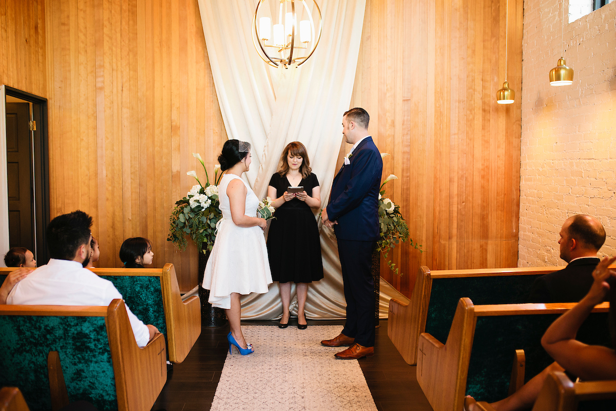 Bride and groom getting married at Elope 253