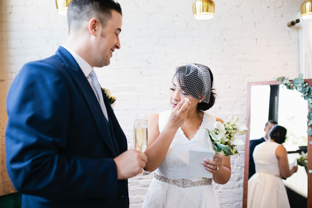 Bride crying