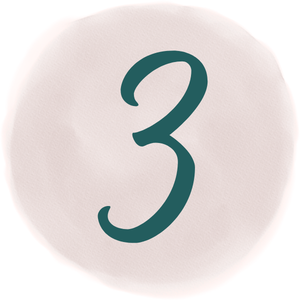 Number three printed on a white circular background