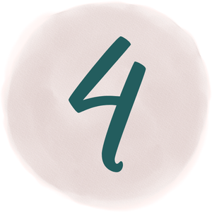 Number 4 written in dark teal on a white circular background.