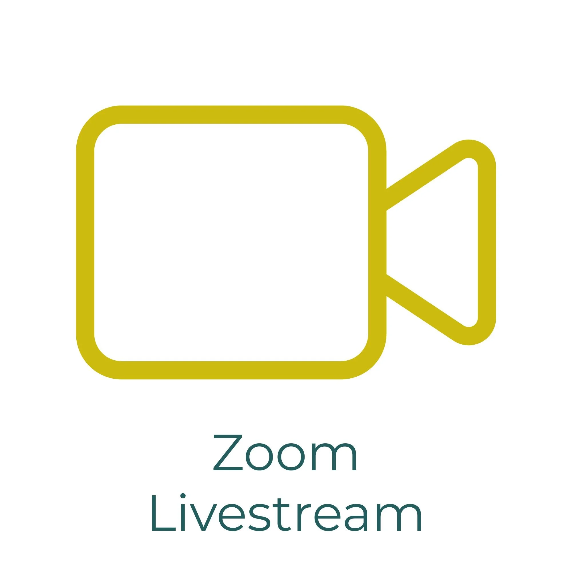 Zoom Livestream icon with a yellow outline of a video camera