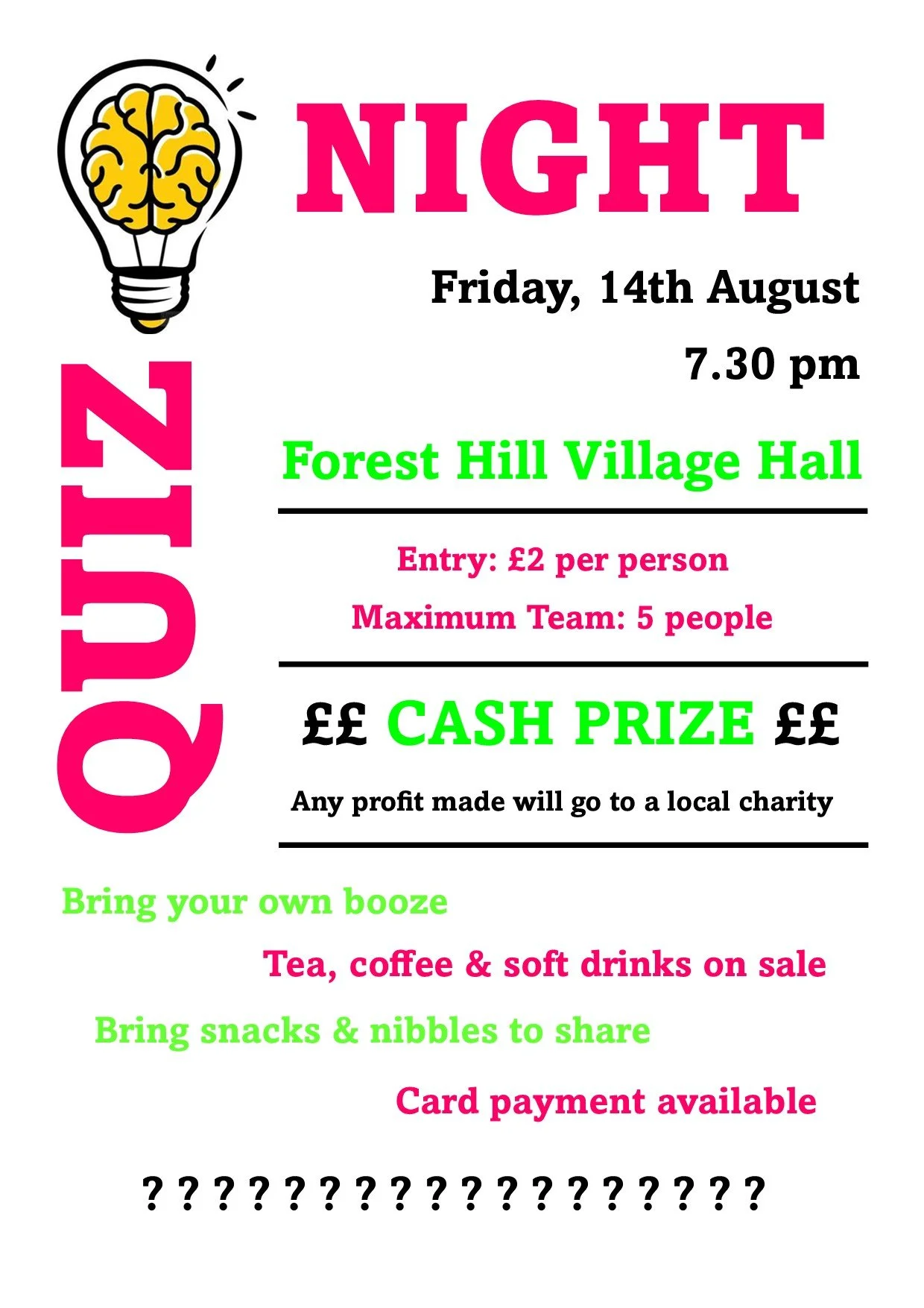 Village Hall Quiz Night